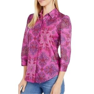 J. Crew Pink and Purple Button Down Shirt